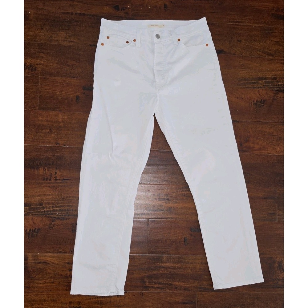 Levi's White Wedgie Straight Ankle Jeans W31 L26 Button Fly High Rise Crop